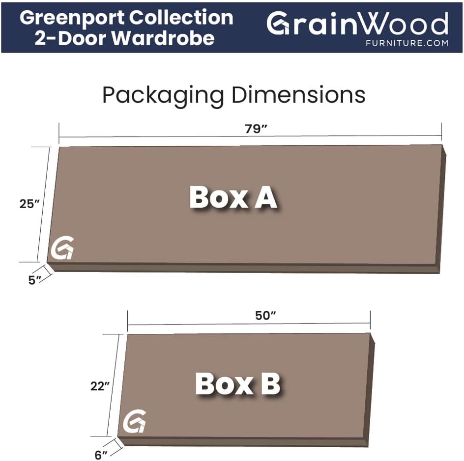Greenport 2-Door Wardrobe, Solid Wood with a Brushed Walnut Finish