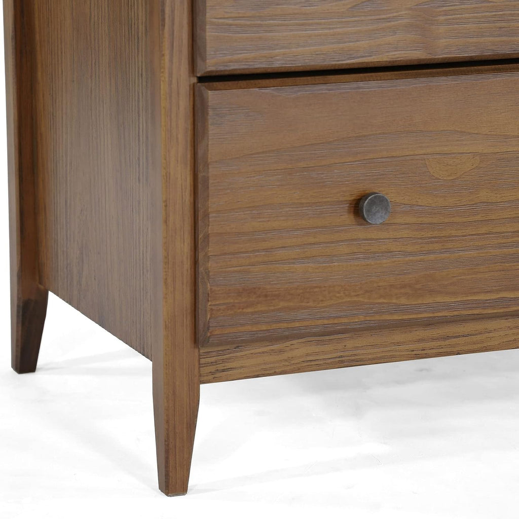 Greenport 2-Door Wardrobe, Solid Wood with a Brushed Walnut Finish