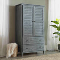 Greenport 2-Door Wardrobe, Solid Wood with a Brushed Grey Finish