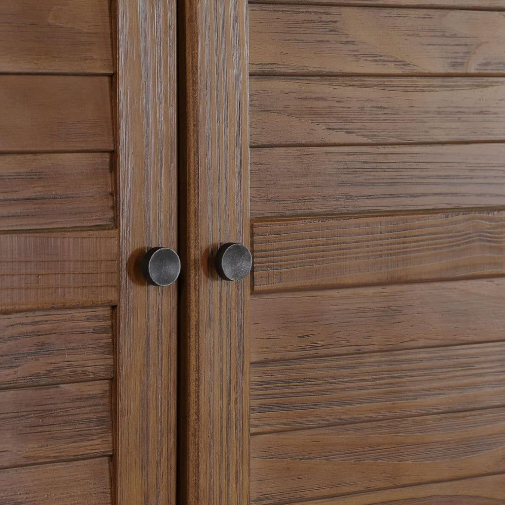 Greenport 2-Door Wardrobe, Solid Wood with a Brushed Walnut Finish