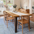 Home Acacia Wood Dining Table 6-Person Indoor Outdoor Table with Iron Legs, Sandblast Finish, Natural Stained, Rustic Metal, 69 * 33 * 30 inch (Natural)